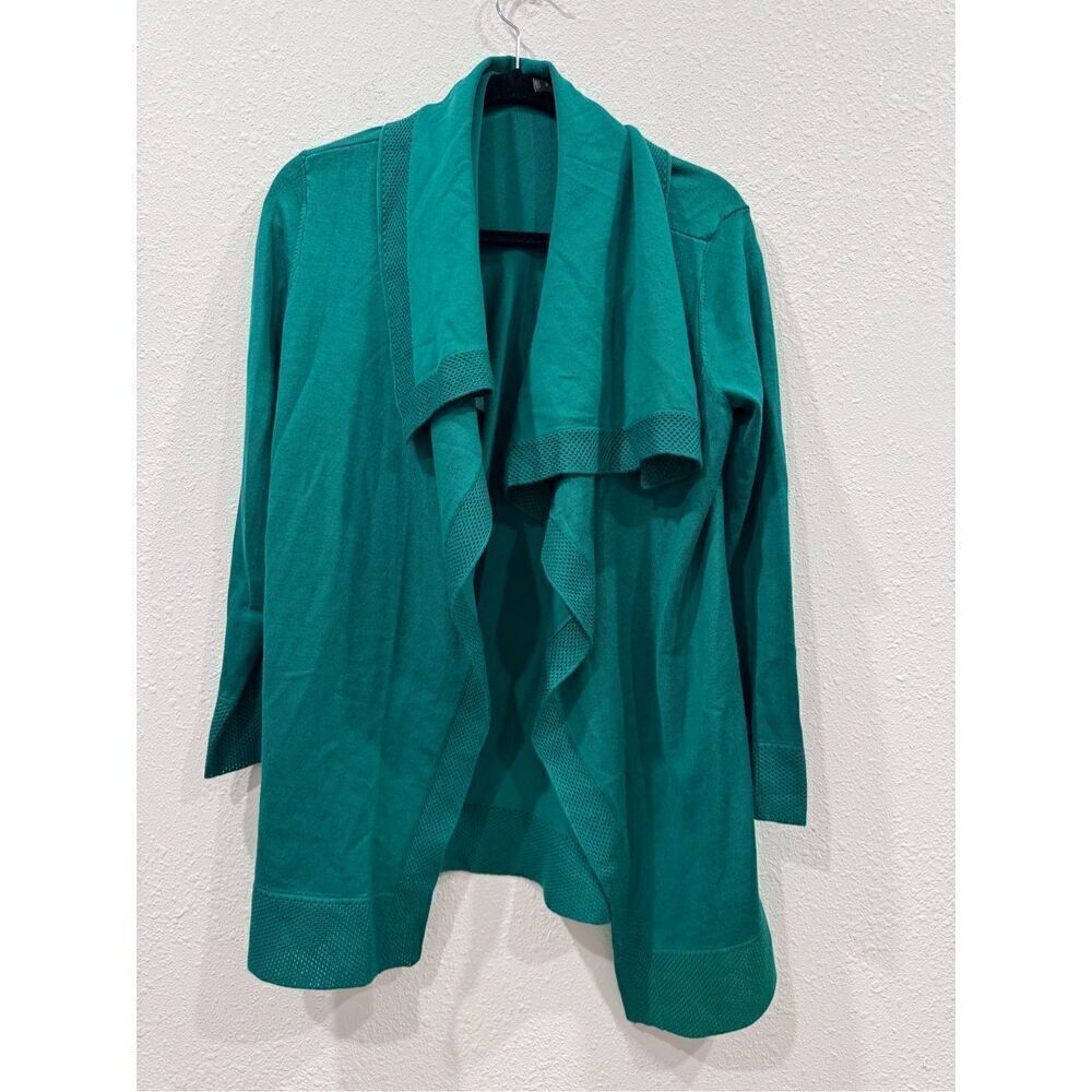 JM COLLECTION CARDIGAN GREEN SIZE PETITE MEDIUM